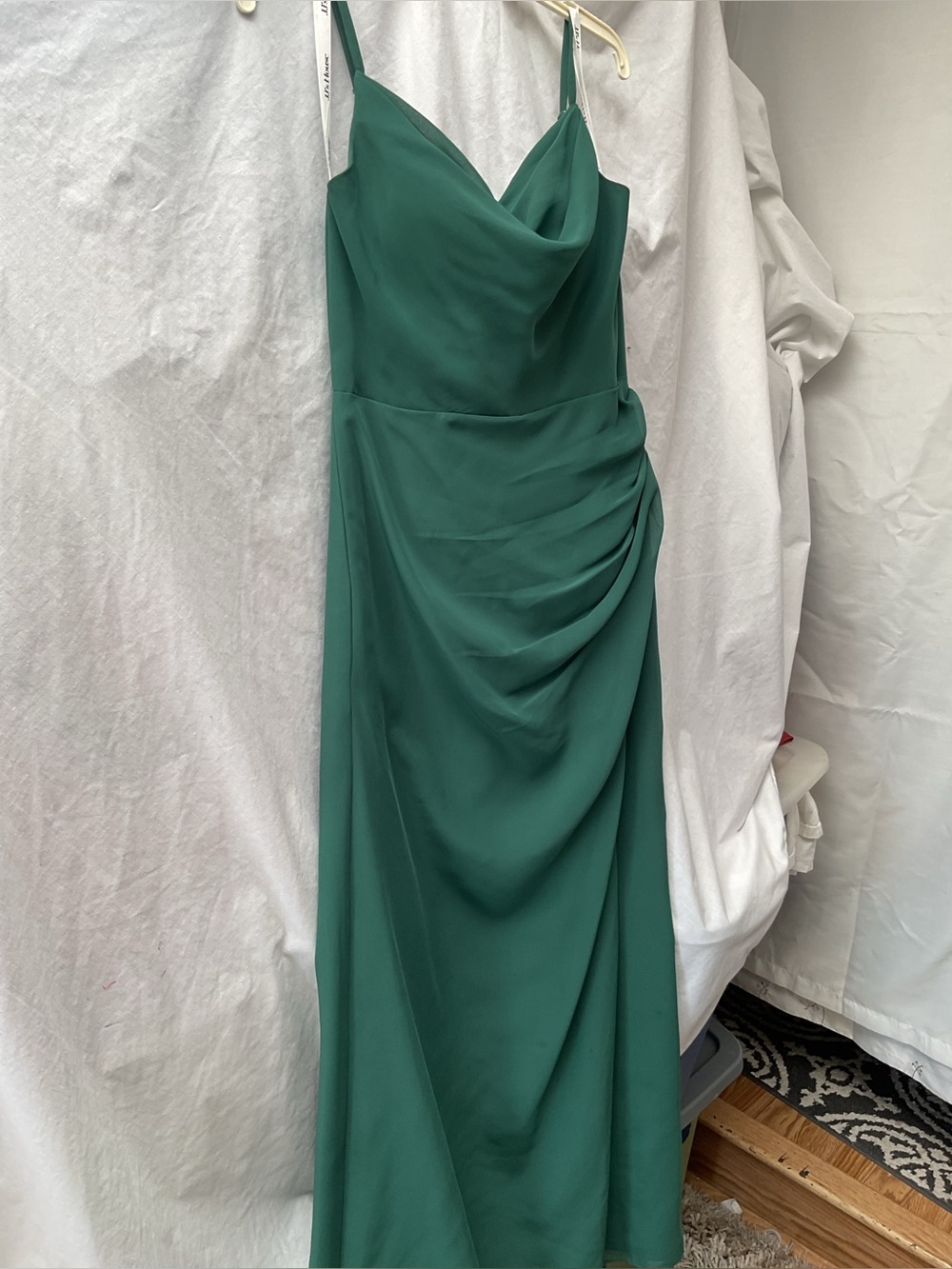 JJs House Emerald Green Draped Maxi Slip Dress